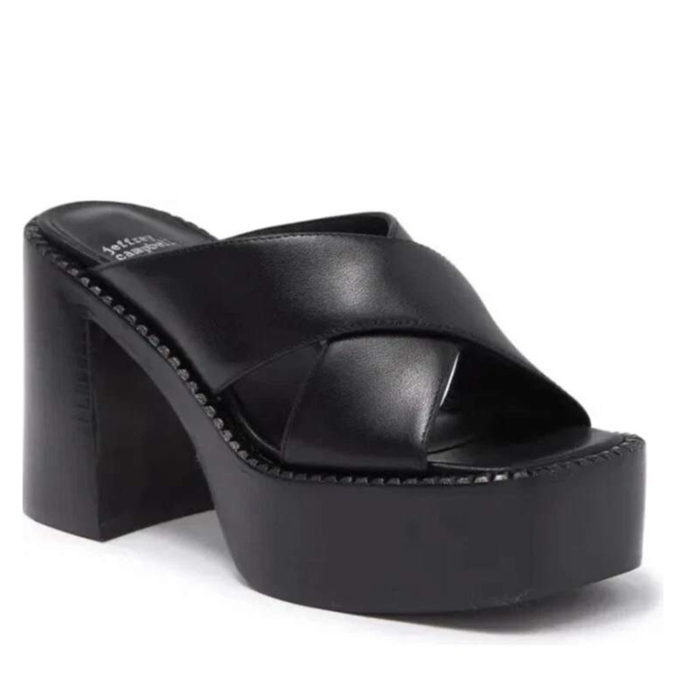 Jeffrey Campbell Kiff Platform Chunky Sandals Goth 11 Black Grunge Mules 90s Y2K